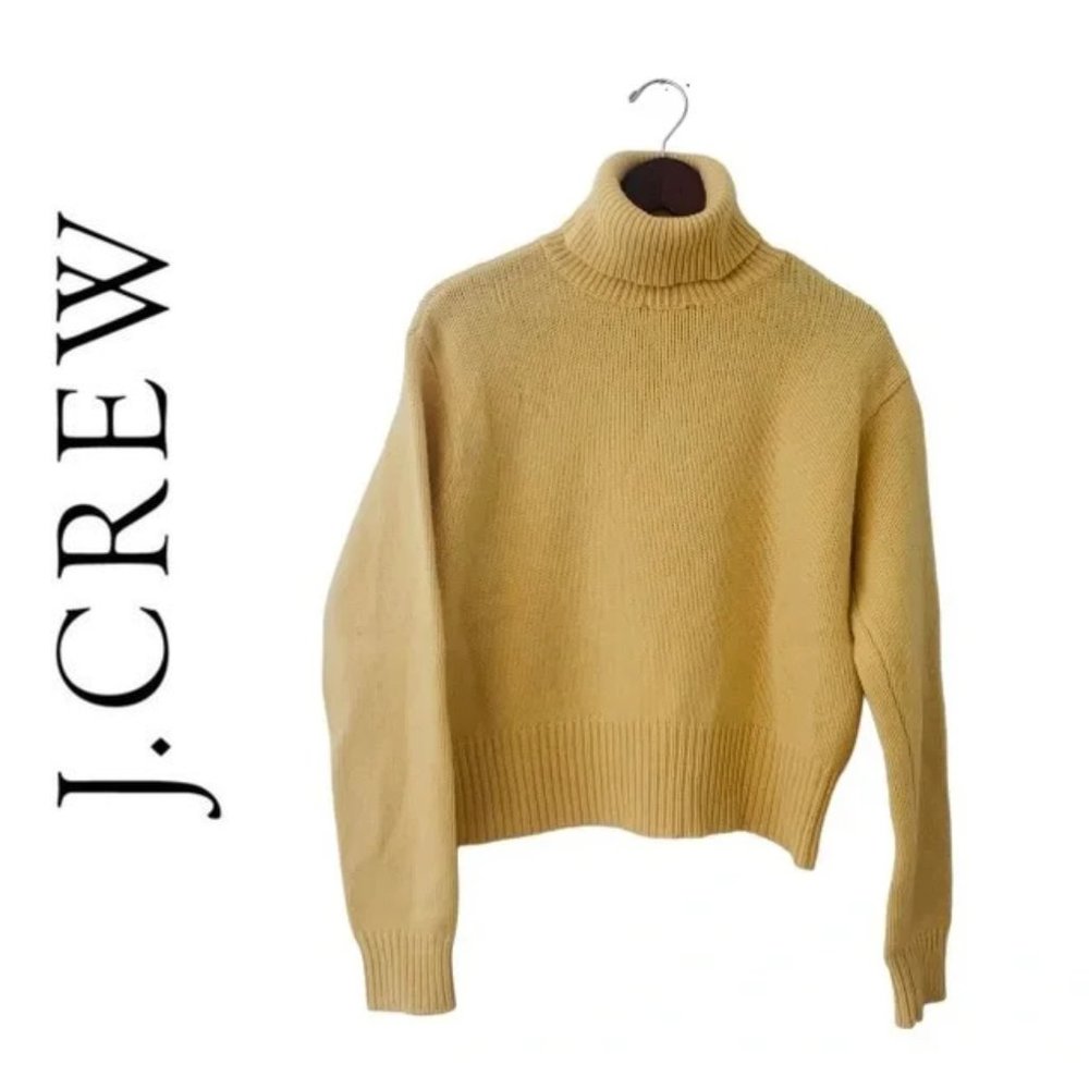 J. Crew Butter Yellow Lambswool Turtleneck Sweater
